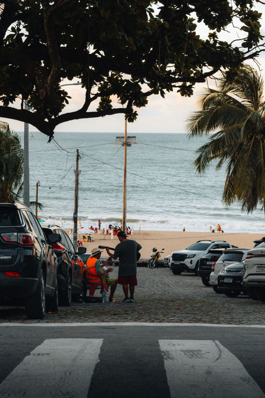 coastal street scene leading to beach in brazil